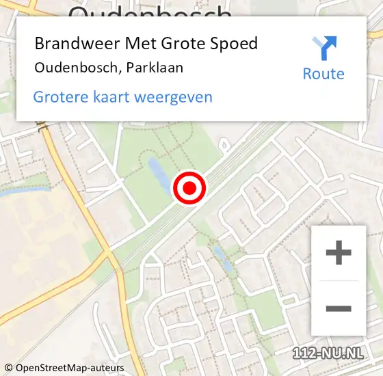 Locatie op kaart van de 112 melding: Brandweer Met Grote Spoed Naar Oudenbosch, Parklaan op 12 oktober 2015 11:16