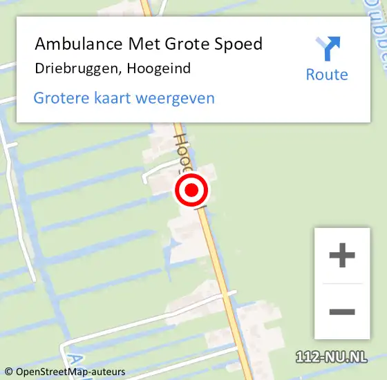 Locatie op kaart van de 112 melding: Ambulance Met Grote Spoed Naar Driebruggen, Hoogeind op 12 oktober 2015 11:32