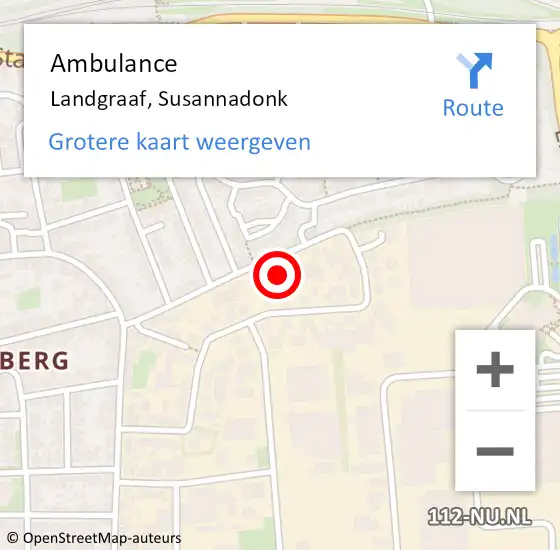 Locatie op kaart van de 112 melding: Ambulance Landgraaf, Susannadonk op 12 oktober 2015 11:59