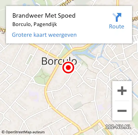 Locatie op kaart van de 112 melding: Brandweer Met Spoed Naar Borculo, Pagendijk op 23 november 2013 12:41