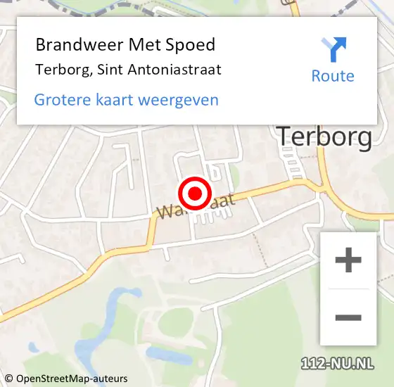 Locatie op kaart van de 112 melding: Brandweer Met Spoed Naar Terborg, Sint Antoniastraat op 12 oktober 2015 13:00