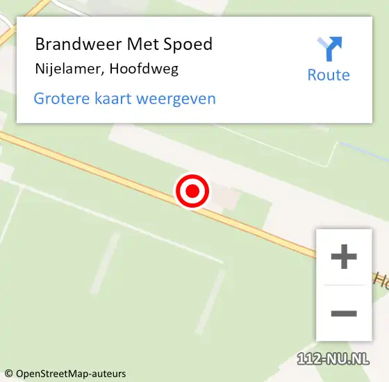 Locatie op kaart van de 112 melding: Brandweer Met Spoed Naar Nijelamer, Hoofdweg op 12 oktober 2015 13:59