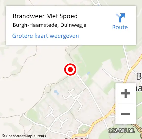 Locatie op kaart van de 112 melding: Brandweer Met Spoed Naar Burgh-Haamstede, Duinwegje op 12 oktober 2015 14:13