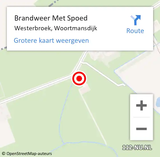 Locatie op kaart van de 112 melding: Brandweer Met Spoed Naar Westerbroek, Woortmansdijk op 12 oktober 2015 15:07
