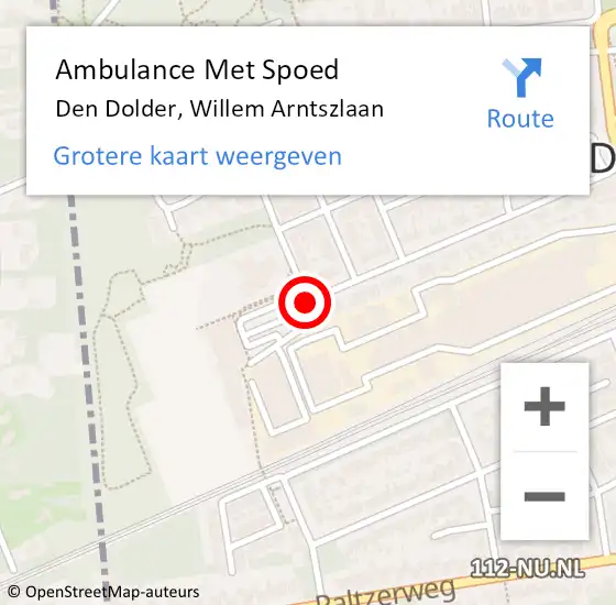 Locatie op kaart van de 112 melding: Ambulance Met Spoed Naar Den Dolder, Willem Arntszlaan op 23 november 2013 13:01