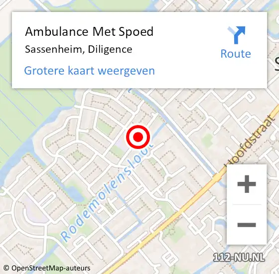 Locatie op kaart van de 112 melding: Ambulance Met Spoed Naar Sassenheim, Diligence op 12 oktober 2015 16:10