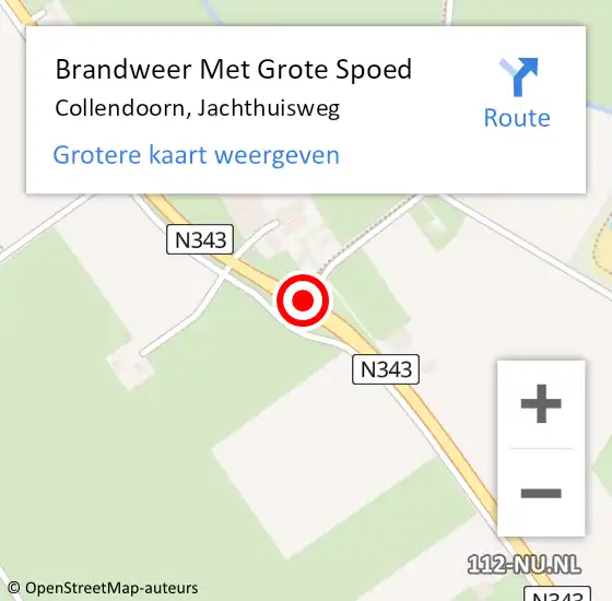 Locatie op kaart van de 112 melding: Brandweer Met Grote Spoed Naar Collendoorn, Jachthuisweg op 12 oktober 2015 16:53