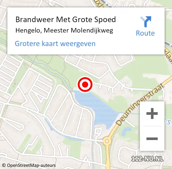 Locatie op kaart van de 112 melding: Brandweer Met Grote Spoed Naar Hengelo, Meester Molendijkweg op 12 oktober 2015 17:29