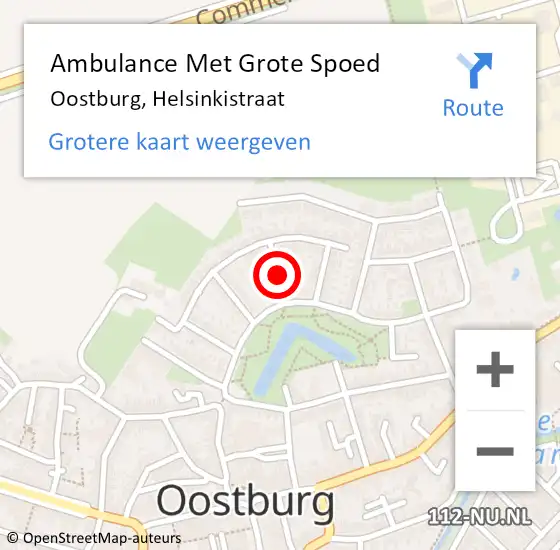 Locatie op kaart van de 112 melding: Ambulance Met Grote Spoed Naar Oostburg, Helsinkistraat op 12 oktober 2015 18:31