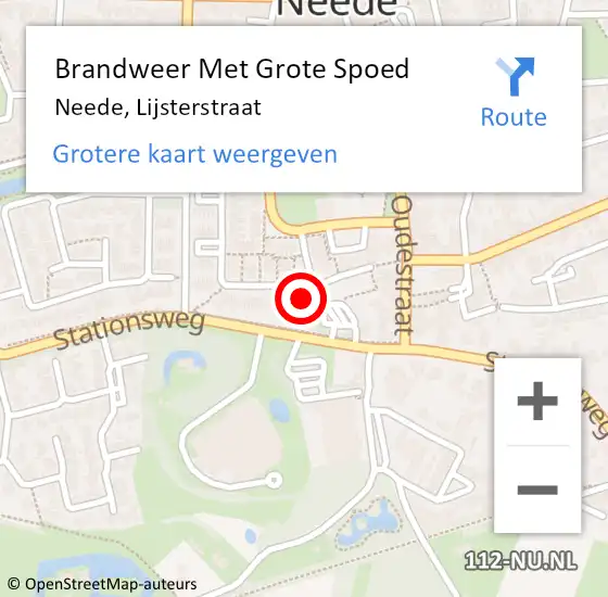 Locatie op kaart van de 112 melding: Brandweer Met Grote Spoed Naar Neede, Lijsterstraat op 12 oktober 2015 18:58