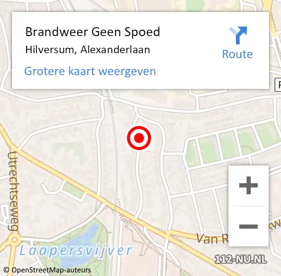 Locatie op kaart van de 112 melding: Brandweer Geen Spoed Naar Hilversum, Alexanderlaan op 23 november 2013 13:41