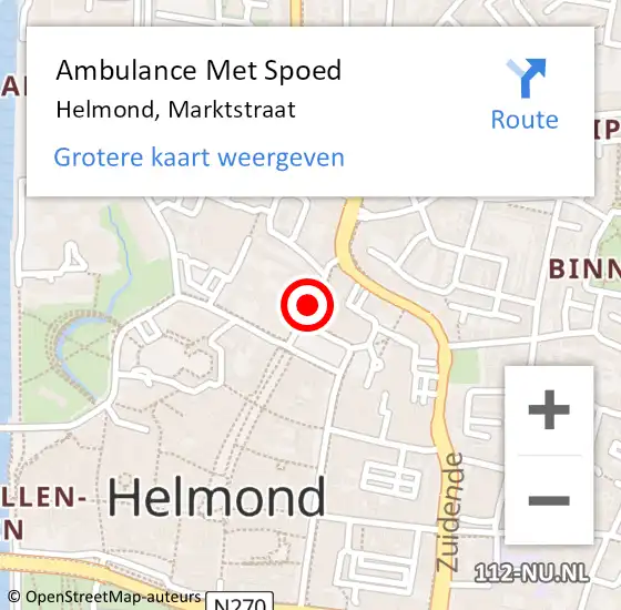 Locatie op kaart van de 112 melding: Ambulance Met Spoed Naar Helmond, Marktstraat op 12 oktober 2015 22:33