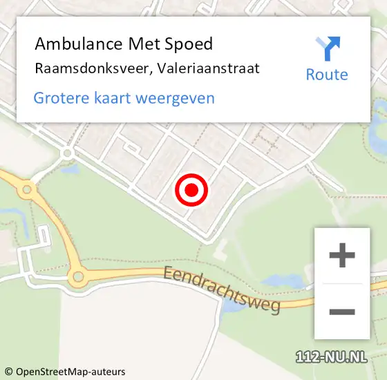 Locatie op kaart van de 112 melding: Ambulance Met Spoed Naar Raamsdonksveer, Valeriaanstraat op 13 oktober 2015 05:26