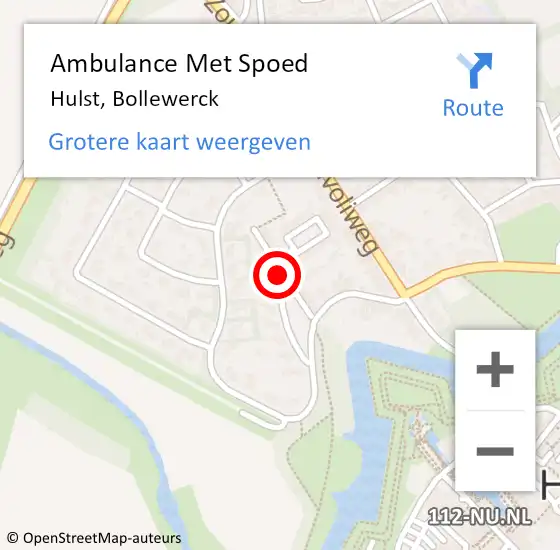 Locatie op kaart van de 112 melding: Ambulance Met Spoed Naar Hulst, Bollewerck op 13 oktober 2015 05:40