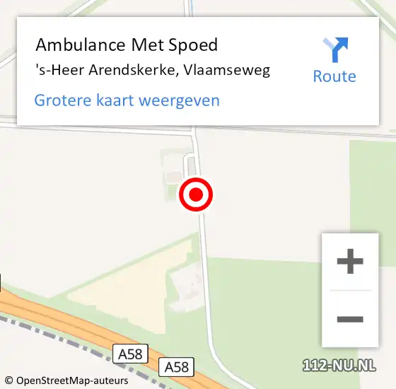 Locatie op kaart van de 112 melding: Ambulance Met Spoed Naar 's-Heer Arendskerke, Vlaamseweg op 13 oktober 2015 06:31