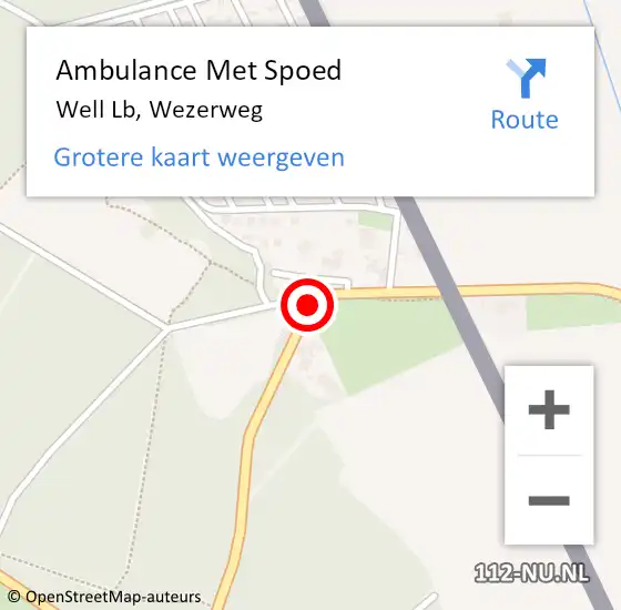 Locatie op kaart van de 112 melding: Ambulance Met Spoed Naar Well Lb, Wezerweg op 23 november 2013 14:09