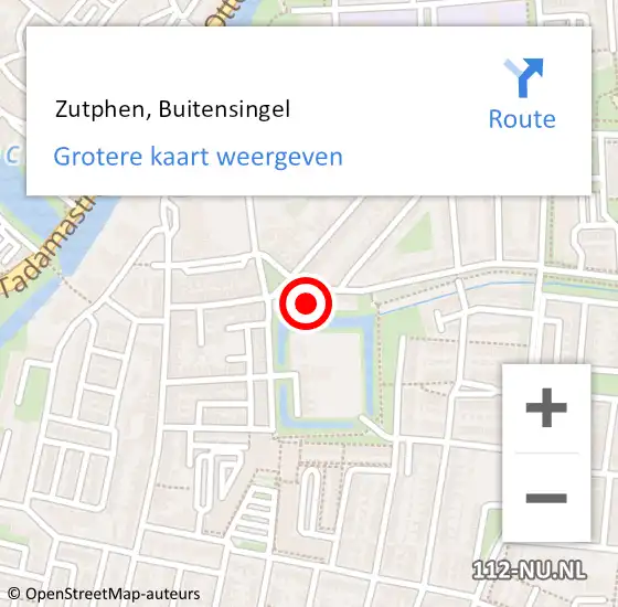 Locatie op kaart van de 112 melding:  Zutphen, Buitensingel op 13 oktober 2015 07:55