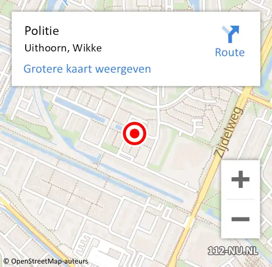 Locatie op kaart van de 112 melding: Politie Uithoorn, Wikke op 13 oktober 2015 08:30