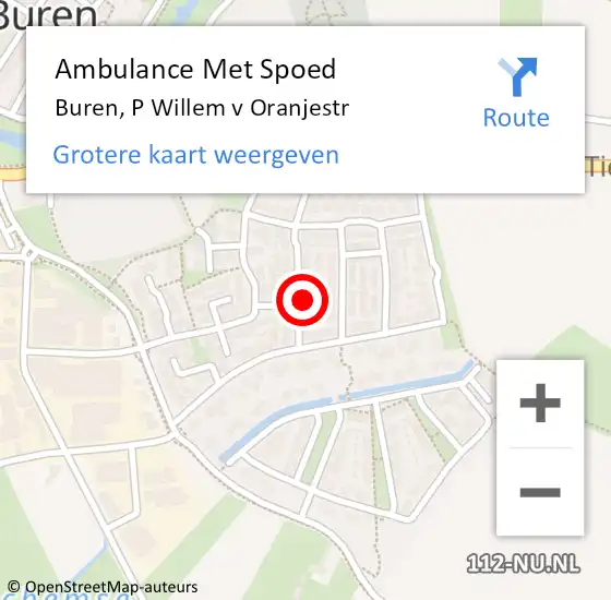 Locatie op kaart van de 112 melding: Ambulance Met Spoed Naar Buren, P Willem v Oranjestr op 13 oktober 2015 08:39