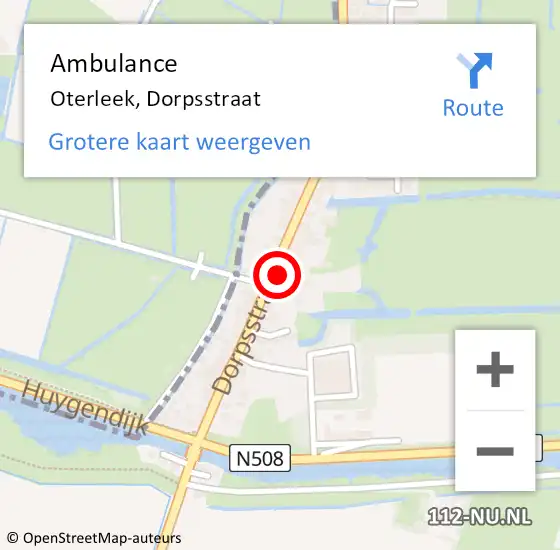 Locatie op kaart van de 112 melding: Ambulance Oterleek, Dorpsstraat op 13 oktober 2015 09:13