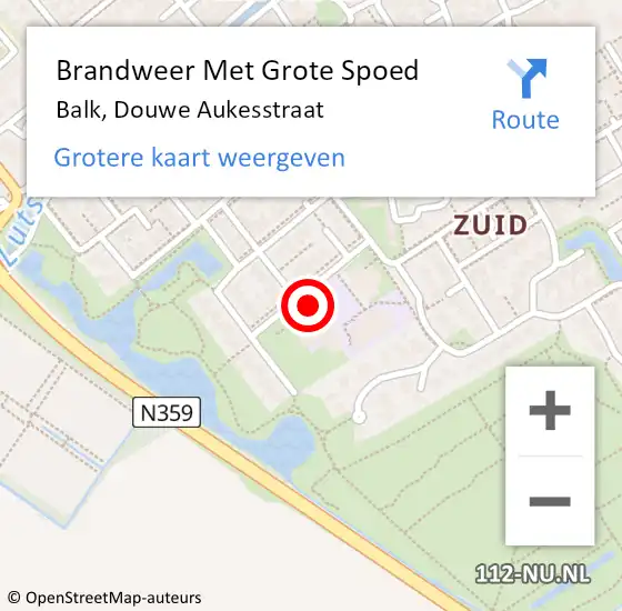 Locatie op kaart van de 112 melding: Brandweer Met Grote Spoed Naar Balk, Douwe Aukesstraat op 13 oktober 2015 09:32