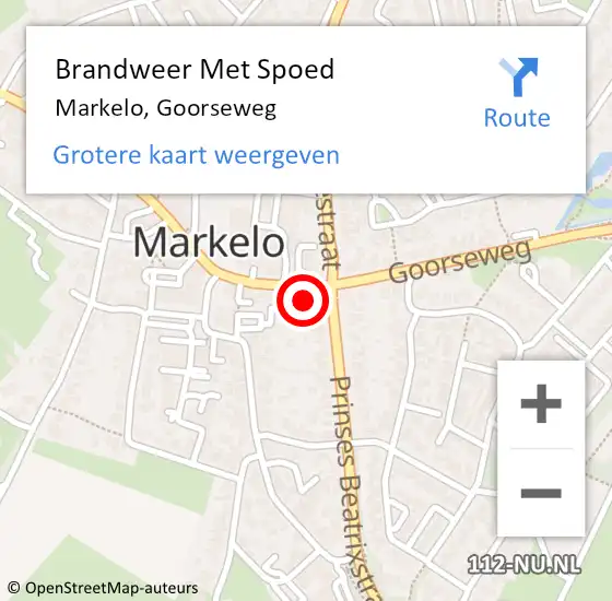 Locatie op kaart van de 112 melding: Brandweer Met Spoed Naar Markelo, Goorseweg op 13 oktober 2015 09:38