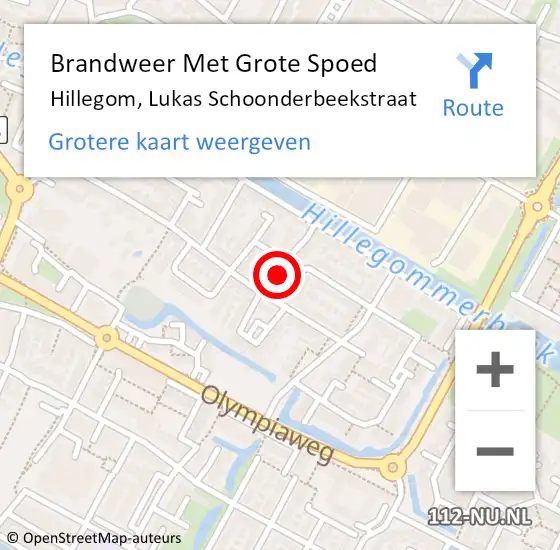 Locatie op kaart van de 112 melding: Brandweer Met Grote Spoed Naar Hillegom, Lukas Schoonderbeekstraat op 13 oktober 2015 10:00