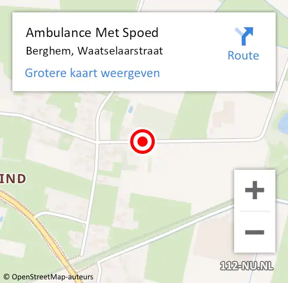 Locatie op kaart van de 112 melding: Ambulance Met Spoed Naar Berghem, Waatselaarstraat op 13 oktober 2015 10:13