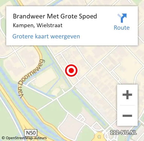 Locatie op kaart van de 112 melding: Brandweer Met Grote Spoed Naar Kampen, Wielstraat op 13 oktober 2015 10:23