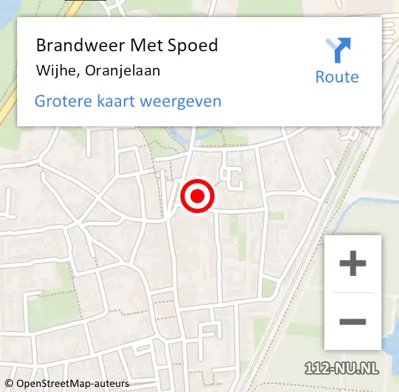 Locatie op kaart van de 112 melding: Brandweer Met Spoed Naar Wijhe, Oranjelaan op 13 oktober 2015 10:29