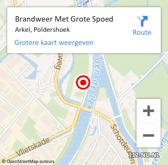 Locatie op kaart van de 112 melding: Brandweer Met Grote Spoed Naar Arkel, Poldershoek op 13 oktober 2015 11:04