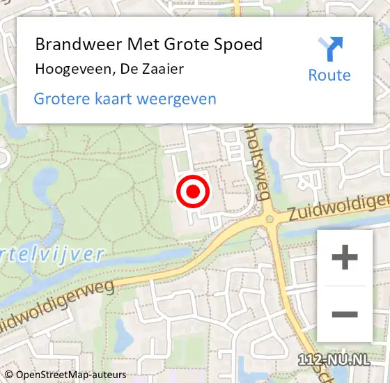 Locatie op kaart van de 112 melding: Brandweer Met Grote Spoed Naar Hoogeveen, De Zaaier op 13 oktober 2015 11:19