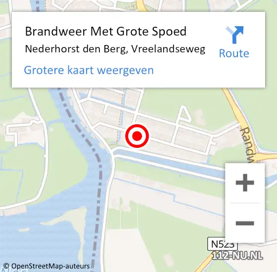 Locatie op kaart van de 112 melding: Brandweer Met Grote Spoed Naar Nederhorst den Berg, Vreelandseweg op 13 oktober 2015 11:19