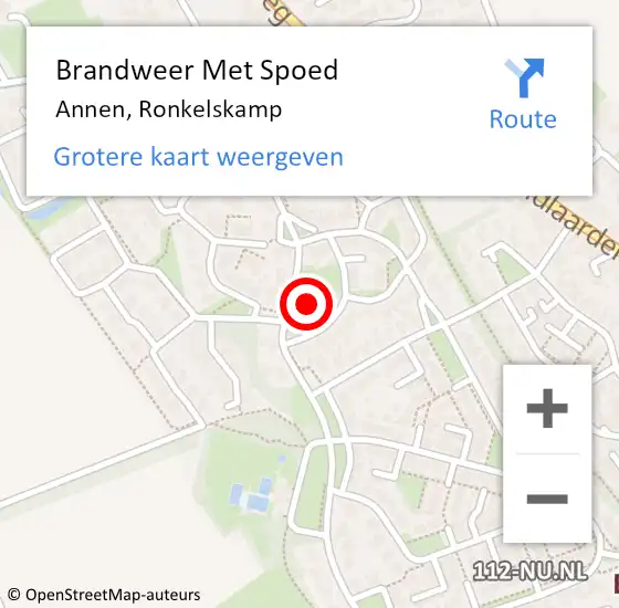 Locatie op kaart van de 112 melding: Brandweer Met Spoed Naar Annen, Ronkelskamp op 13 oktober 2015 11:25