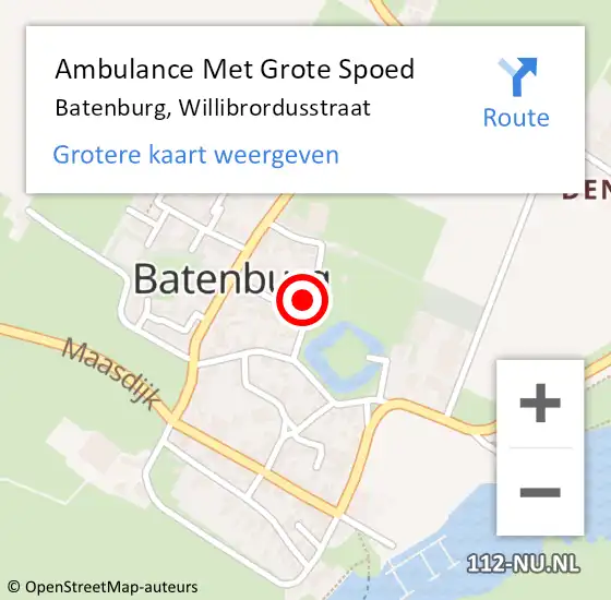 Locatie op kaart van de 112 melding: Ambulance Met Grote Spoed Naar Batenburg, Willibrordusstraat op 13 oktober 2015 11:43