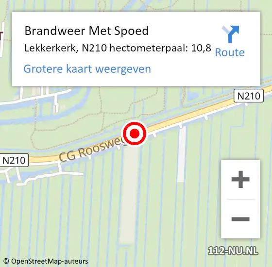 Locatie op kaart van de 112 melding: Brandweer Met Spoed Naar Lekkerkerk, N210 hectometerpaal: 6,0 op 13 oktober 2015 11:54