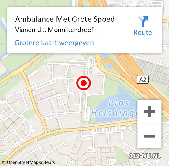 Locatie op kaart van de 112 melding: Ambulance Met Grote Spoed Naar Vianen Ut, Monnikendreef op 13 oktober 2015 12:20