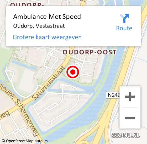 Locatie op kaart van de 112 melding: Ambulance Met Spoed Naar Oudorp, Vestastraat op 13 oktober 2015 13:09