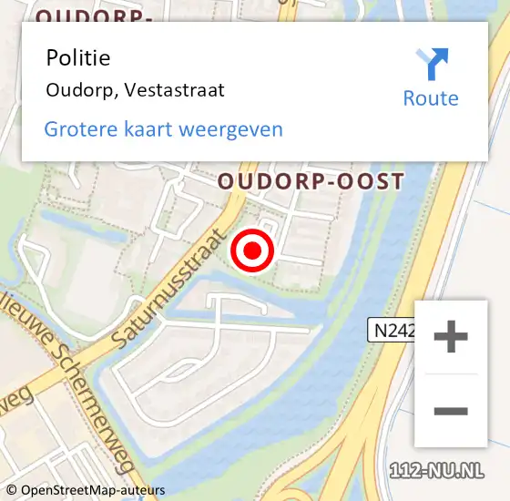 Locatie op kaart van de 112 melding: Politie Oudorp, Vestastraat op 13 oktober 2015 13:11