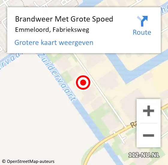 Locatie op kaart van de 112 melding: Brandweer Met Grote Spoed Naar Emmeloord, Fabrieksweg op 13 oktober 2015 15:26