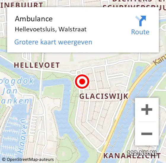 Locatie op kaart van de 112 melding: Ambulance Hellevoetsluis, Walstraat op 13 oktober 2015 15:39