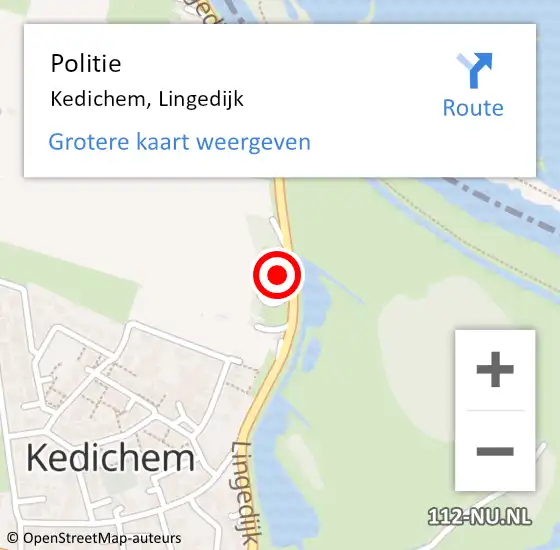 Locatie op kaart van de 112 melding: Politie Kedichem, Lingedijk op 13 oktober 2015 16:20