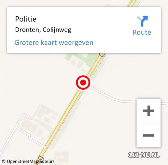 Locatie op kaart van de 112 melding: Politie Dronten, Colijnweg op 13 oktober 2015 17:21