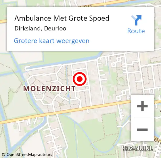 Locatie op kaart van de 112 melding: Ambulance Met Grote Spoed Naar Dirksland, Deurloo op 13 oktober 2015 17:46