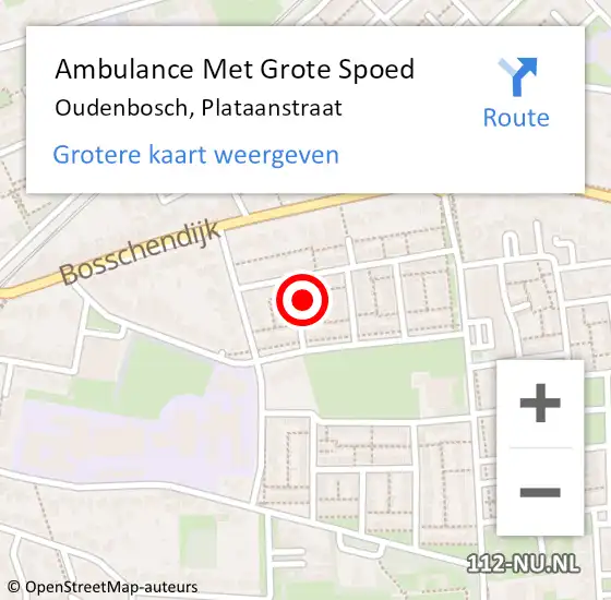 Locatie op kaart van de 112 melding: Ambulance Met Grote Spoed Naar Oudenbosch, Plataanstraat op 13 oktober 2015 18:46