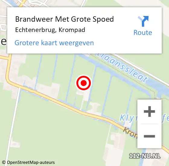 Locatie op kaart van de 112 melding: Brandweer Met Grote Spoed Naar Echtenerbrug, Krompad op 13 oktober 2015 19:20