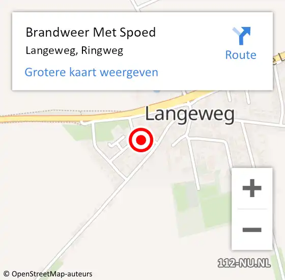 Locatie op kaart van de 112 melding: Brandweer Met Spoed Naar Langeweg, Ringweg op 13 oktober 2015 19:59