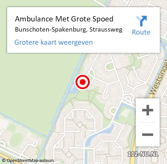 Locatie op kaart van de 112 melding: Ambulance Met Grote Spoed Naar Bunschoten-Spakenburg, Straussweg op 13 oktober 2015 20:12