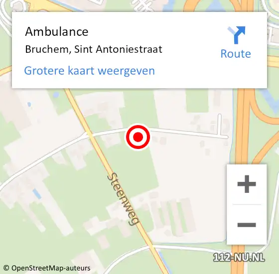 Locatie op kaart van de 112 melding: Ambulance Bruchem, Sint Antoniestraat op 13 oktober 2015 20:29