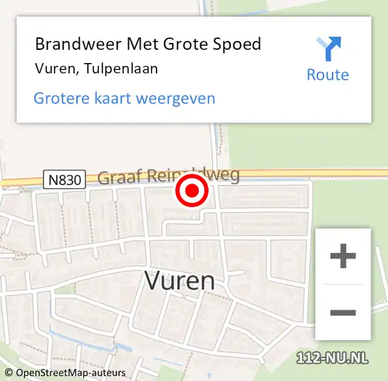 Locatie op kaart van de 112 melding: Brandweer Met Grote Spoed Naar Vuren, Tulpenlaan op 13 oktober 2015 20:42